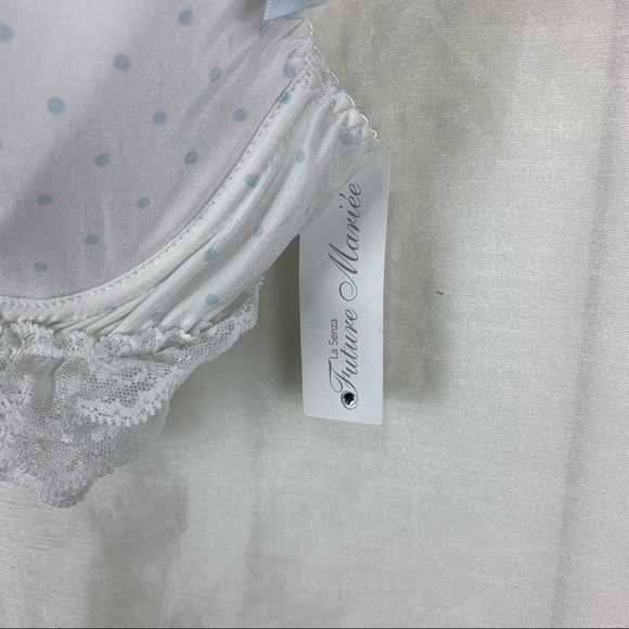 La Senza Bride to Be Lace & Polka Dot Bra in White & Blue, Size: 34B - Picture 4 of 9